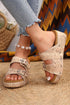 Retro Buckle Detail Platform Faux Leather Slippers