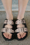 Retro Buckle Rivet Detail Smooth Faux Leather Slippers