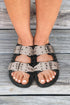 Retro Buckle Rivet Detail Smooth Faux Leather Slippers