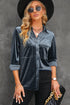 Retro Buttoned Pocket Long Sleeve Velvet Shirt
