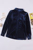 Retro Buttoned Pocket Long Sleeve Velvet Shirt