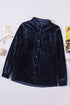 Retro Buttoned Pocket Long Sleeve Velvet Shirt