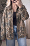 Retro Camouflage Corduroy Collar Zip Denim Jacket
