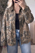 Retro Camouflage Corduroy Collar Zip Denim Jacket