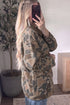 Retro Camouflage Corduroy Collar Zip Denim Jacket