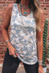 Retro Camouflage Print Oversized Western Tank Top
