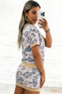 Retro Camouflage Print Trim Skort Two Piece Outfit