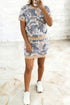 Retro Camouflage Print Trim Skort Two Piece Outfit