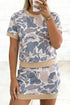 Retro Camouflage Print Trim Skort Two Piece Outfit