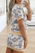 Retro Camouflage Print Trim Skort Two Piece Outfit