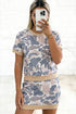 Retro Camouflage Print Trim Skort Two Piece Outfit
