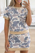 Retro Camouflage Print Trim Skort Two Piece Outfit