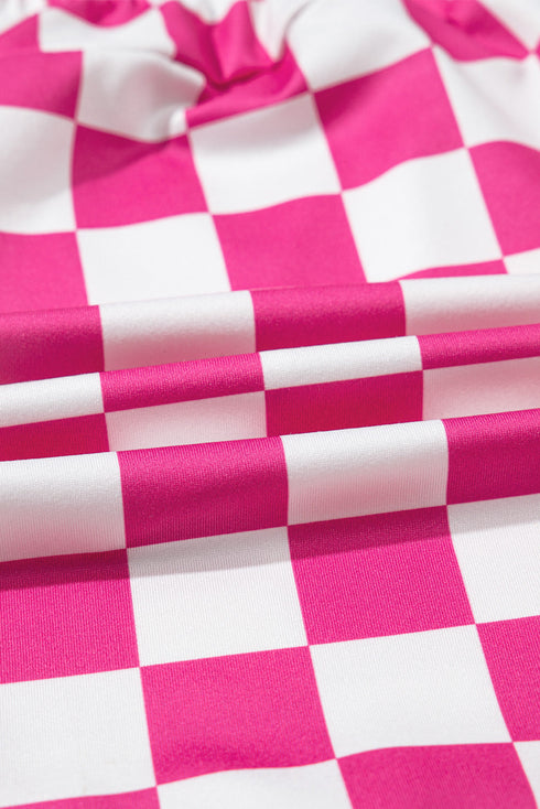 Retro Checkered Print High Waisted Casual Shorts