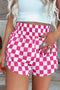 Retro Checkered Print High Waisted Casual Shorts