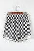 Retro Checkered Print High Waisted Casual Shorts
