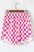 Retro Checkered Print High Waisted Casual Shorts