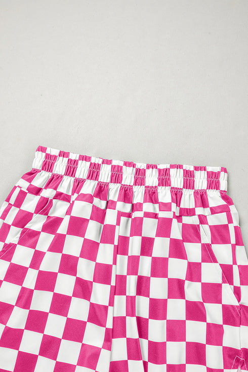 Retro Checkered Print High Waisted Casual Shorts