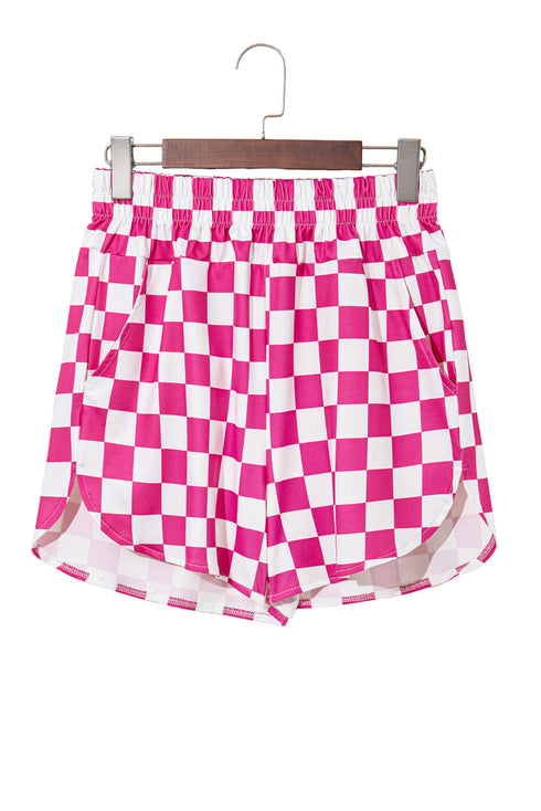 Retro Checkered Print High Waisted Casual Shorts