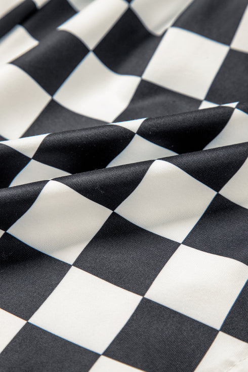 Retro Checkered Print High Waisted Casual Shorts