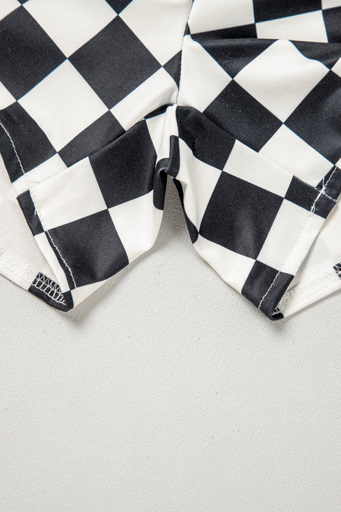Retro Checkered Print High Waisted Casual Shorts