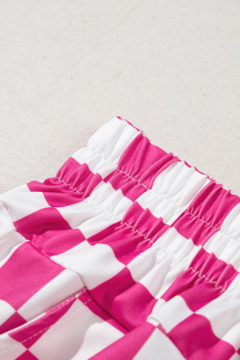 Retro Checkered Print High Waisted Casual Shorts