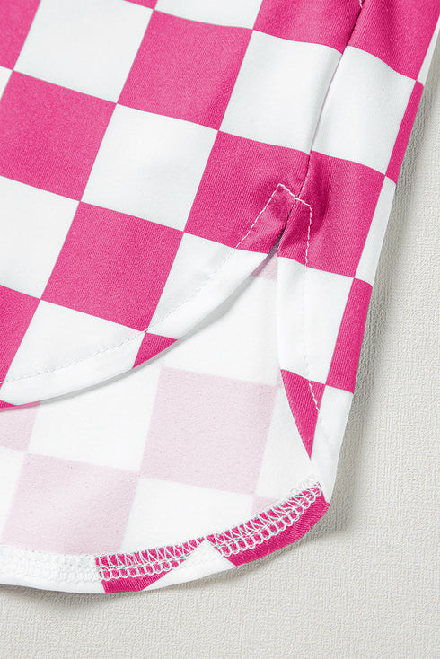 Retro Checkered Print High Waisted Casual Shorts