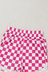 Retro Checkered Print High Waisted Casual Shorts