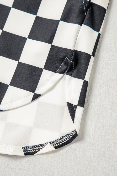 Retro Checkered Print High Waisted Casual Shorts