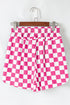Retro Checkered Print High Waisted Casual Shorts