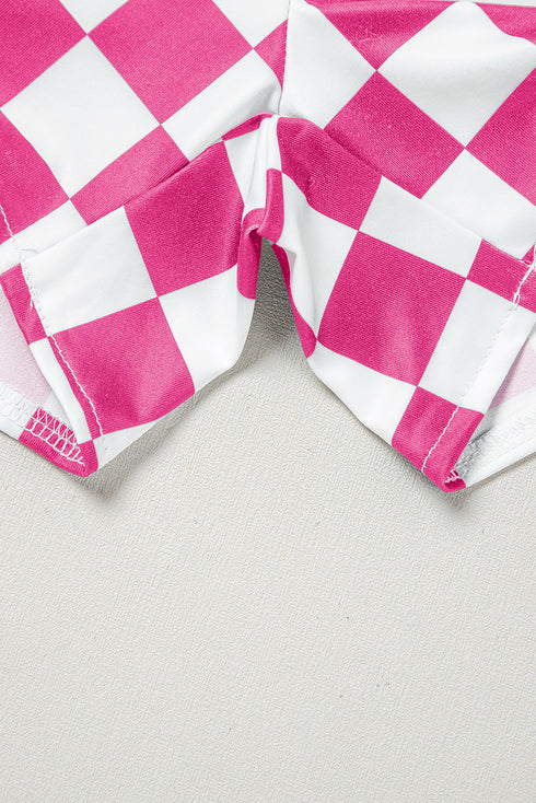 Retro Checkered Print High Waisted Casual Shorts