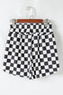 Retro Checkered Print High Waisted Casual Shorts