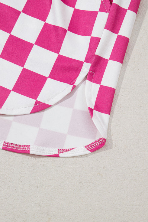 Retro Checkered Print High Waisted Casual Shorts