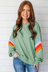 Retro Chevron Sleeve Crew Neck Pullover Sweatshirt