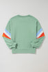 Retro Chevron Sleeve Crew Neck Pullover Sweatshirt
