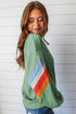 Retro Chevron Sleeve Crew Neck Pullover Sweatshirt