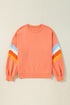 Retro Chevron Sleeve Crew Neck Pullover Sweatshirt
