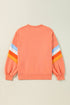 Retro Chevron Sleeve Crew Neck Pullover Sweatshirt