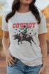 Retro Cowboy Graphic T Shirt With Plaid Bull Detail