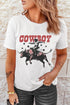 Retro Cowboy Graphic T Shirt With Plaid Bull Detail