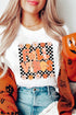 Retro Daisy Checkerboard Fall Vibes Graphic Print T Shirt