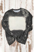 Retro Distressed Animal Print Crew Neck Pullover Top