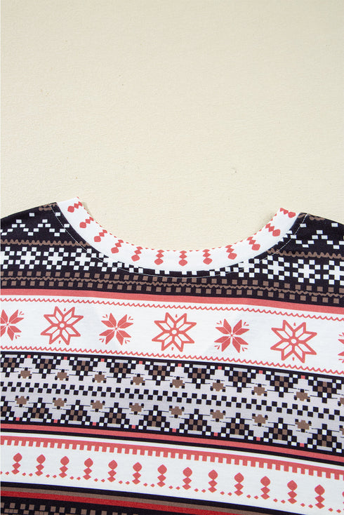 Retro Fair Isle Slouchy Pullover Lounge Set