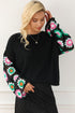 Retro Floral Crochet Bell Sleeve Pullover Sweater