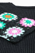 Retro Floral Crochet Bell Sleeve Pullover Sweater
