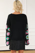 Retro Floral Crochet Bell Sleeve Pullover Sweater