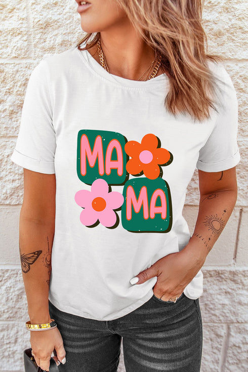 Retro Floral Fun Mama Graphic Print Tee