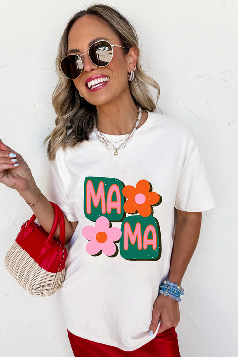 Retro Floral Fun Mama Graphic Print Tee