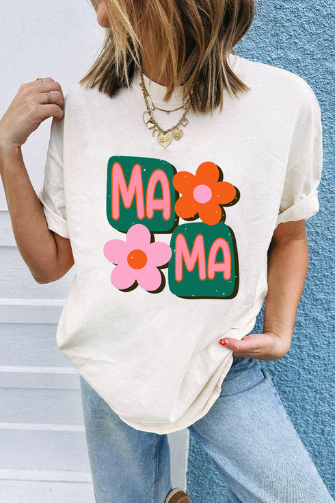 Retro Floral Fun Mama Graphic Print Tee