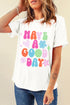 Retro Floral Have A Good Day Colorful Graphic Print T Shirt