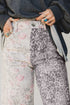 Retro Floral Leopard Patchwork Raw Hem Denim Jeans